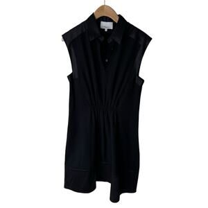 3.1 Phillip Lim Linen Blend and Silk Collared Sleeveless Mini Dress Size 4 Black